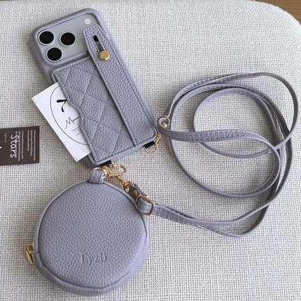 Diamond Pattern Wristband Card Slot PU Phone Case with Small Wallet, For iPhone 17e / 16e, For iPhone 17 Pro Max