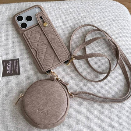Diamond Pattern Wristband Card Slot PU Phone Case with Small Wallet, For iPhone 17e / 16e, For iPhone 17 Pro Max