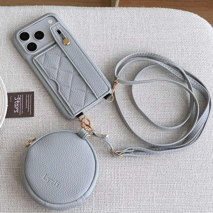 Diamond Pattern Wristband Card Slot PU Phone Case with Small Wallet, For iPhone 17e / 16e, For iPhone 17 Pro Max