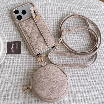 Diamond Pattern Wristband Card Slot PU Phone Case with Small Wallet, For iPhone 17e / 16e, For iPhone 17 Pro Max