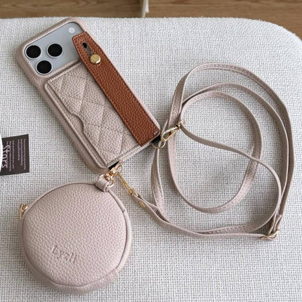 Diamond Pattern Wristband Card Slot PU Phone Case with Small Wallet, For iPhone 17e / 16e, For iPhone 17 Pro Max