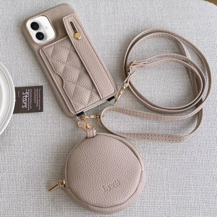 Diamond Pattern Wristband Card Slot PU Phone Case with Small Wallet, For iPhone 17 Pro, For iPhone 17