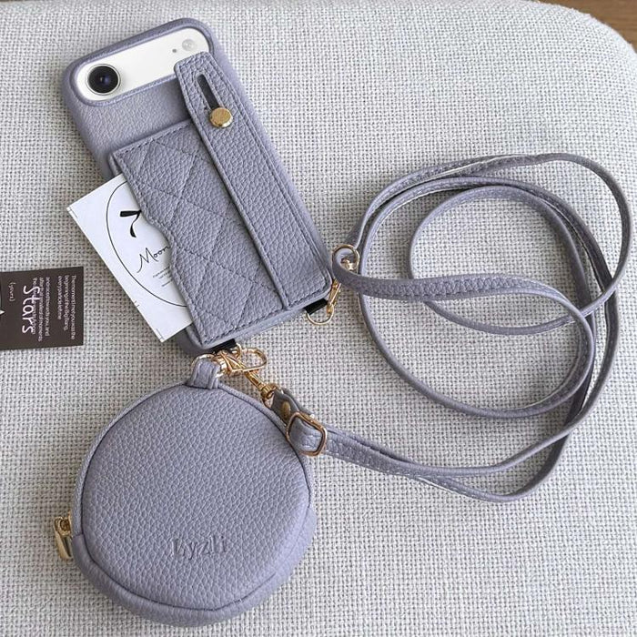 Diamond Pattern Wristband Card Slot PU Phone Case with Small Wallet, For iPhone Air, For iPhone 16 Pro Max