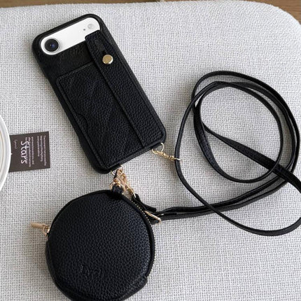 Diamond Pattern Wristband Card Slot PU Phone Case with Small Wallet, For iPhone Air, For iPhone 16 Pro Max