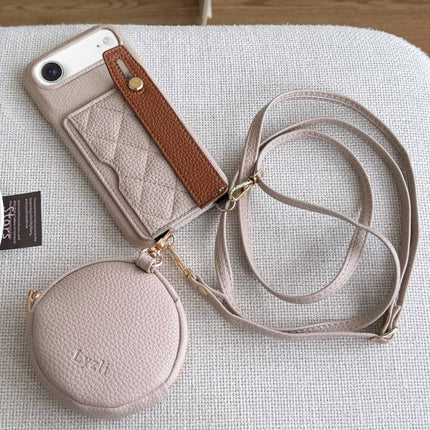 Diamond Pattern Wristband Card Slot PU Phone Case with Small Wallet, For iPhone Air, For iPhone 16 Pro Max