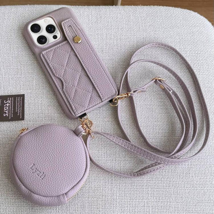 Diamond Pattern Wristband Card Slot PU Phone Case with Small Wallet, For iPhone 16, For iPhone 15 Pro Max