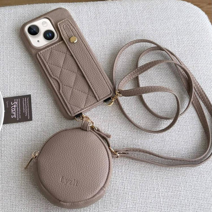 Diamond Pattern Wristband Card Slot PU Phone Case with Small Wallet, For iPhone 13, For iPhone 13 mini