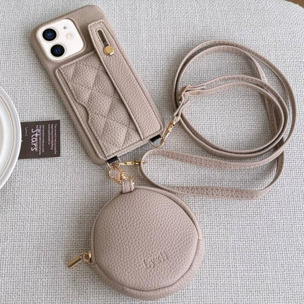 Diamond Pattern Wristband Card Slot PU Phone Case with Small Wallet, For iPhone 12 Pro, For iPhone 12 mini