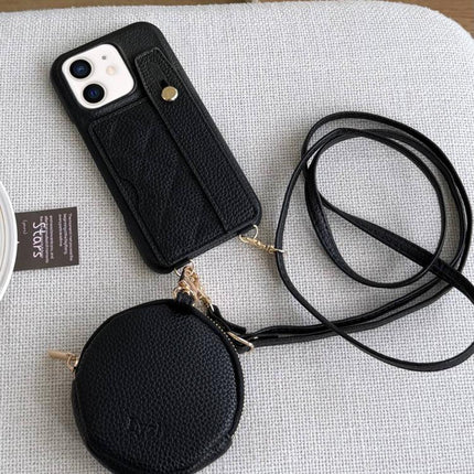 Diamond Pattern Wristband Card Slot PU Phone Case with Small Wallet, For iPhone 12, For iPhone 12 Pro Max