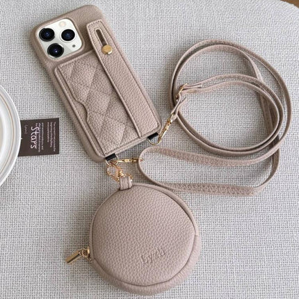 Diamond Pattern Wristband Card Slot PU Phone Case with Small Wallet, For iPhone 11 Pro