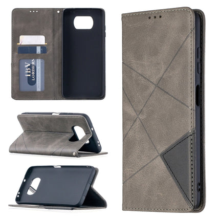 Rhombus Texture Horizontal Flip Magnetic Leather Case with Holder & Card Slots, For Xiaomi Mi Poco X3