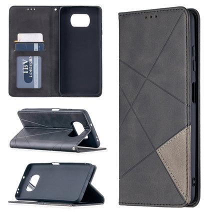 Rhombus Texture Horizontal Flip Magnetic Leather Case with Holder & Card Slots, For Xiaomi Mi Poco X3