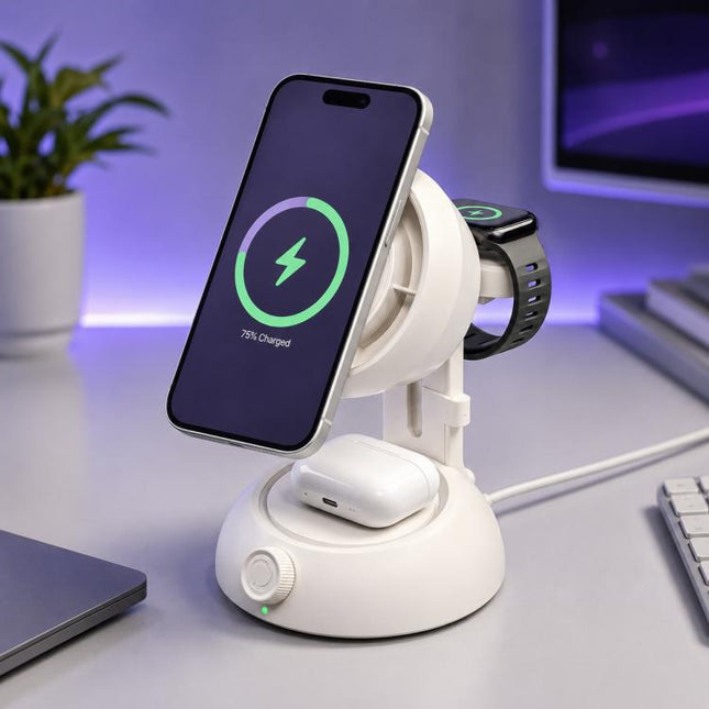 YT50 25W  Fan version 3 in 1 Magnetic Wireless Fast Charger