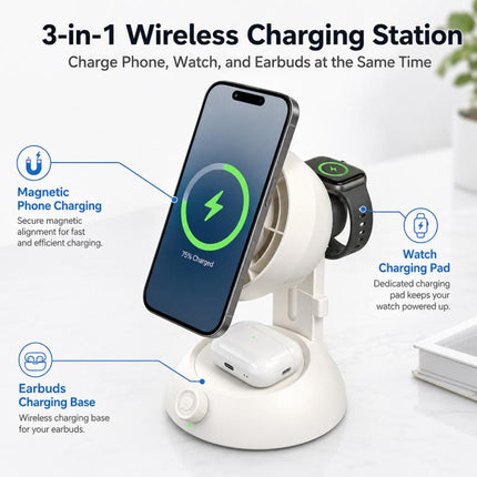 YT50 25W  Fan version 3 in 1 Magnetic Wireless Fast Charger