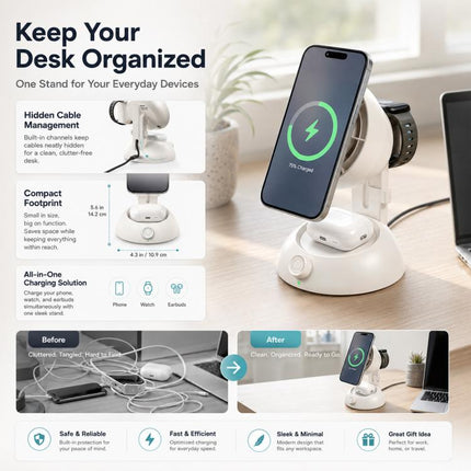 YT50 25W  Fan version 3 in 1 Magnetic Wireless Fast Charger