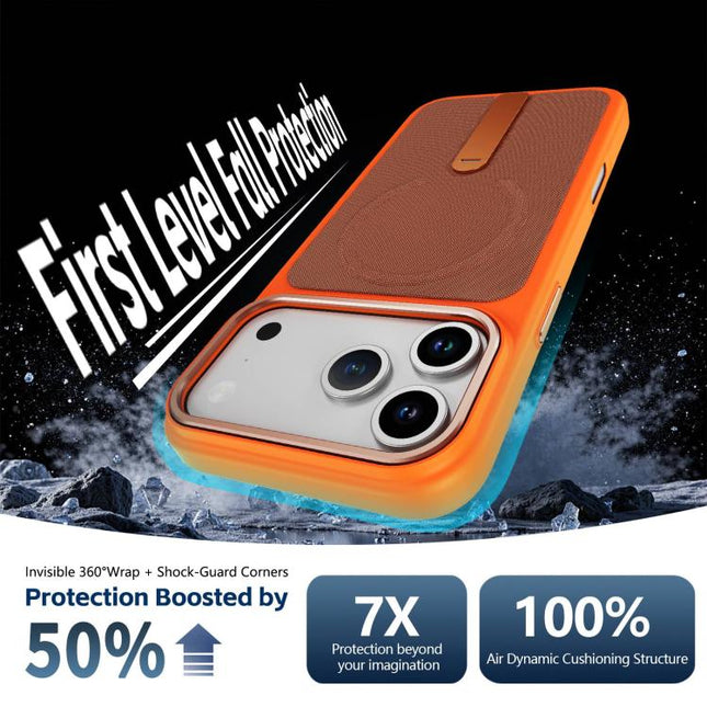 Tech Fabric Rotating Stand Magnetic Phone Case, For iPhone 17e / 16e, For iPhone 17 Pro Max, For iPhone 17 Pro