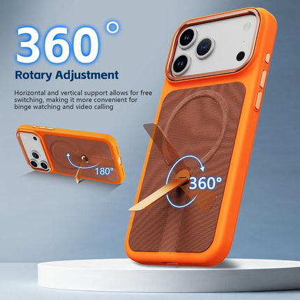 Tech Fabric Rotating Stand Magnetic Phone Case, For iPhone 17e / 16e, For iPhone 17 Pro Max, For iPhone 17 Pro