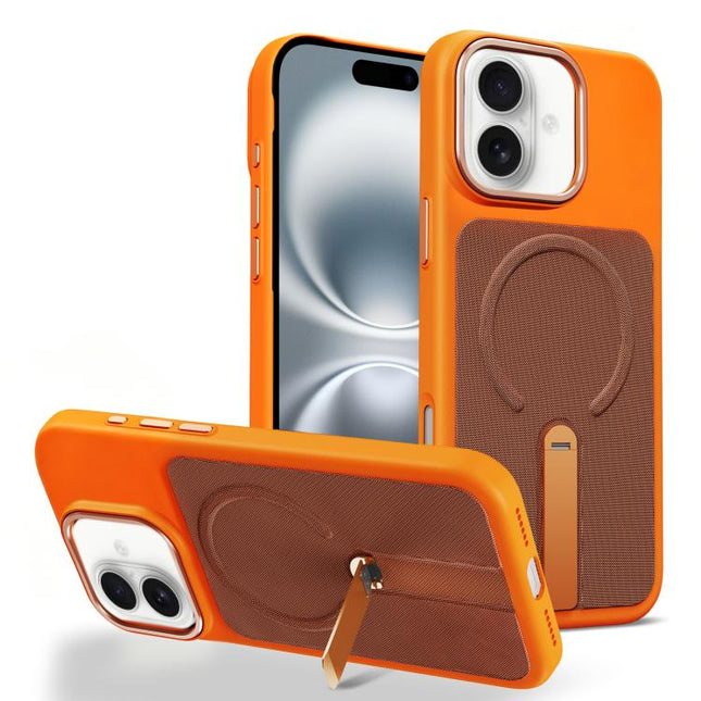 Tech Fabric Rotating Stand Magnetic Phone Case, For iPhone 16 Pro, For iPhone 16 Plus, For iPhone 16