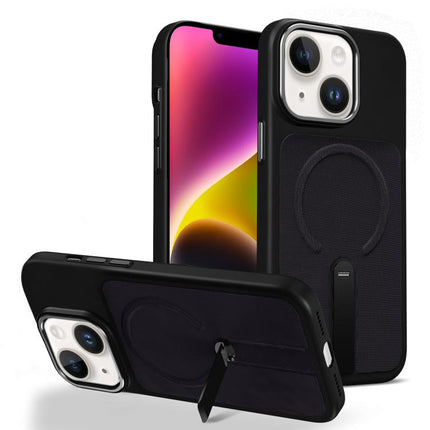 Tech Fabric Rotating Stand Magnetic Phone Case, For iPhone 15, For iPhone 14 Plus, For iPhone 14