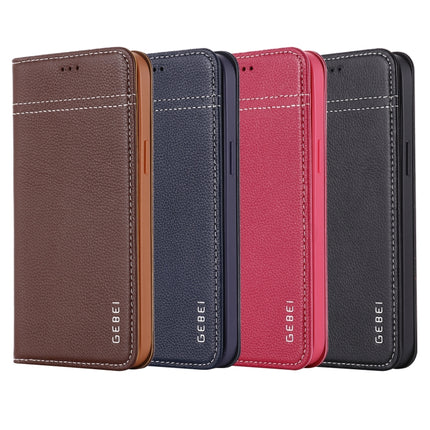 GEBEI Top-grain Leather Horizontal Flip Protective Case with Holder & Card Slots, For iPhone 12 mini, For iPhone 12 / 12 Pro, For iPhone 12 Pro Max