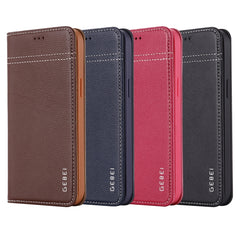 GEBEI Horizontale Klappschutzhülle aus genarbtem Leder mit Halterung und Kartenfächern, für iPhone 12 mini, für iPhone 12 / 12 Pro, für iPhone 12 Pro Max