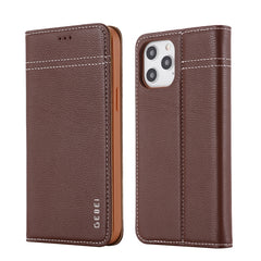 GEBEI Top-grain Leather Horizontal Flip Protective Case with Holder & Card Slots, For iPhone 12 mini, For iPhone 12 / 12 Pro, For iPhone 12 Pro Max