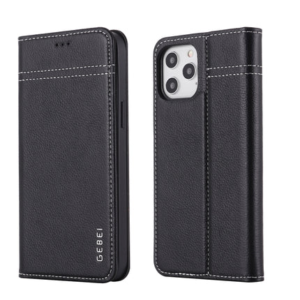 GEBEI Top-grain Leather Horizontal Flip Protective Case with Holder & Card Slots, For iPhone 12 mini, For iPhone 12 / 12 Pro, For iPhone 12 Pro Max