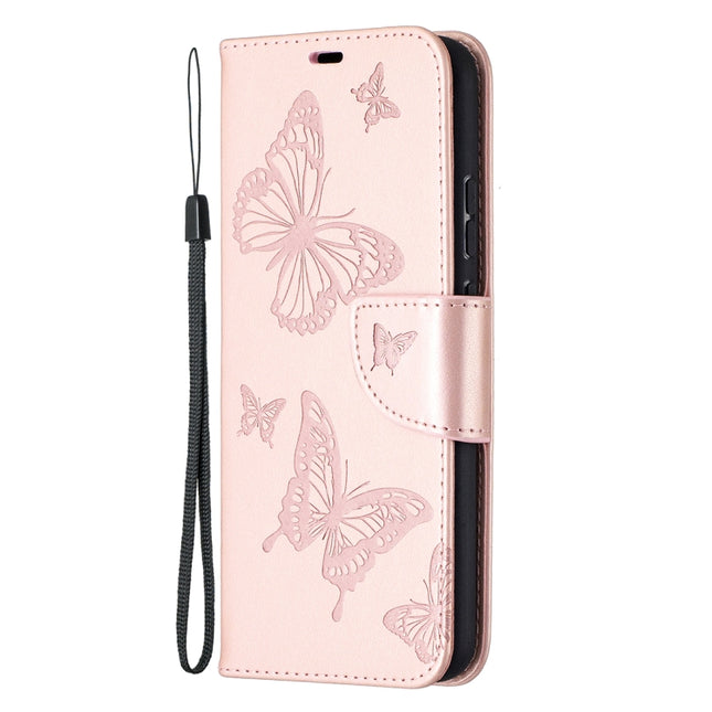 Two Butterflies Embossing Pattern Horizontal Flip Leather Case with Holder & Card Slot & Wallet & Lanyard, For Nokia 3.4