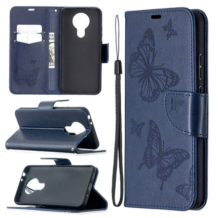Two Butterflies Embossing Pattern Horizontal Flip Leather Case with Holder & Card Slot & Wallet & Lanyard, For Nokia 3.4