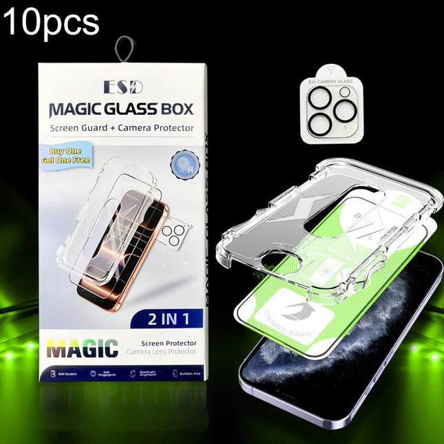 10pcs 5D Curved Easy Install Dust-proof Box HD Tempered Glass Film with Lens Film, For iPhone 17e / 16e, For iPhone 17 Pro Max, For iPhone 17 Pro, For iPhone 17, For iPhone Air, For iPhone 16 Pro Max, For iPhone 16 Pro, For iPhone 16 Plus, For iPhone 1...