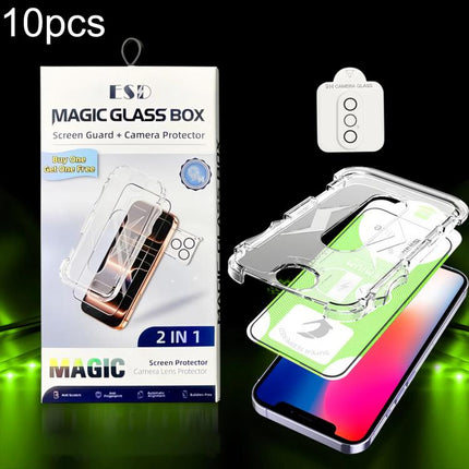 10pcs 5D Curved Easy Install Dust-proof Box HD Tempered Glass Film with Lens Film, For iPhone 11 Pro, For iPhone X / XS, For iPhone XR, For iPhone XS Max