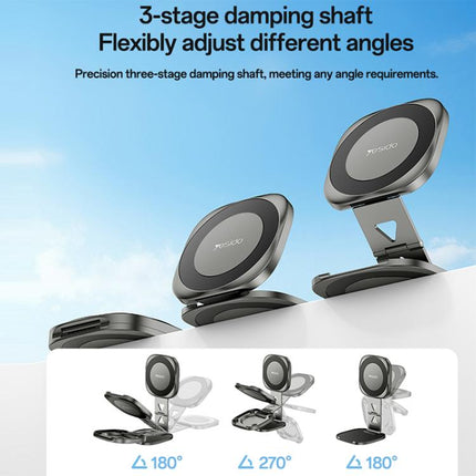 Yesido C301 Foldable Desktop 3-stage Damping Hinge Magnetic Phone Holder, C301