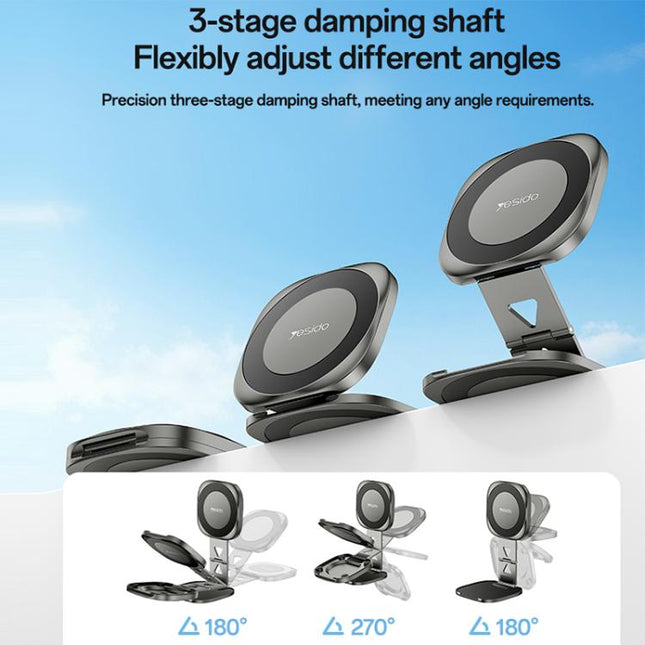 Yesido C301 Foldable Desktop 3-stage Damping Hinge Magnetic Phone Holder, C301