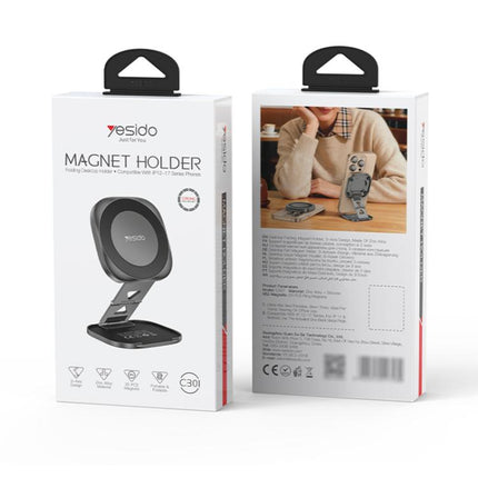 Yesido C301 Foldable Desktop 3-stage Damping Hinge Magnetic Phone Holder, C301
