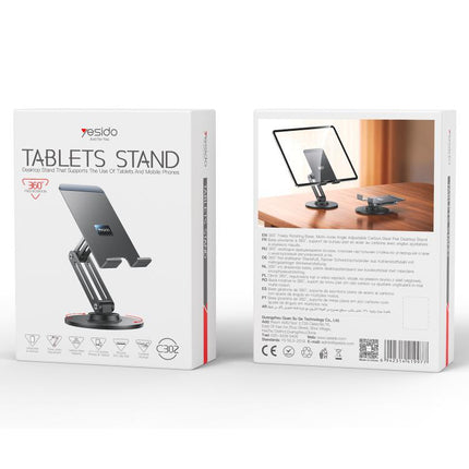 Yesido C302 360 Degree Rotation 3-Axis Foldable Desktop Tablet Phone Holder, C302