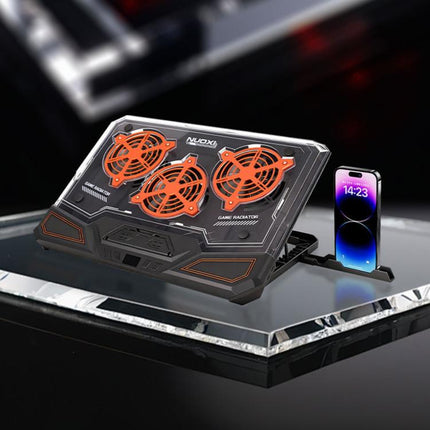 NUOXI C500 Triple Fan Transparent Colorful Panel Laptop Cooler with Four-Speed Fan Adjustment, NUOXI C500