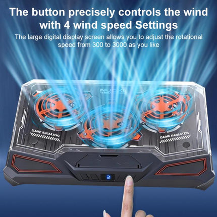 NUOXI C500 Triple Fan Transparent Colorful Panel Laptop Cooler with Four-Speed Fan Adjustment, NUOXI C500