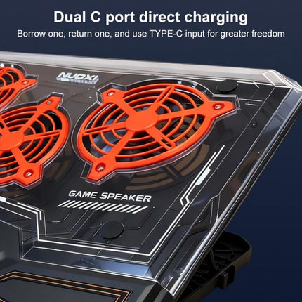NUOXI C500 Triple Fan Transparent Colorful Panel Laptop Cooler with Four-Speed Fan Adjustment, NUOXI C500