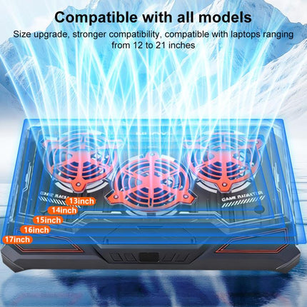 NUOXI C500 Triple Fan Transparent Colorful Panel Laptop Cooler with Four-Speed Fan Adjustment, NUOXI C500