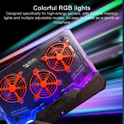 NUOXI C500 Triple Fan Transparent Colorful Panel Laptop Cooler with Four-Speed Fan Adjustment, NUOXI C500