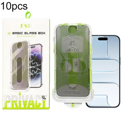 10pcs 5D Curved Easy Install Dust-proof Box Privacy Tempered Glass Film, For iPhone 17e / 16e / 14 / 13 Pro, For iPhone 17 Pro Max, For iPhone 17 Pro, For iPhone 17 / 16 Pro, For iPhone Air, For iPhone 16 Pro Max, For iPhone 16 Plus / 15 Plus          ...