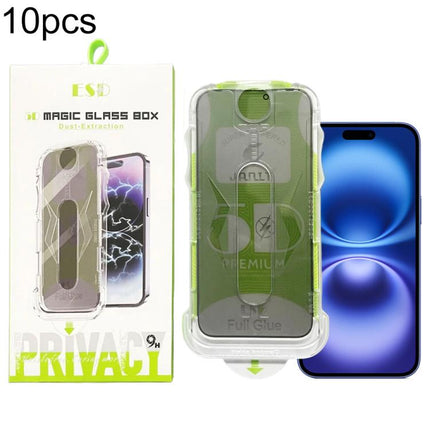 10pcs 5D Curved Easy Install Dust-proof Box Privacy Tempered Glass Film, For iPhone 17e / 16e / 14 / 13 Pro, For iPhone 17 Pro Max, For iPhone 17 Pro, For iPhone 17 / 16 Pro, For iPhone Air, For iPhone 16 Pro Max, For iPhone 16 Plus / 15 Plus          ...