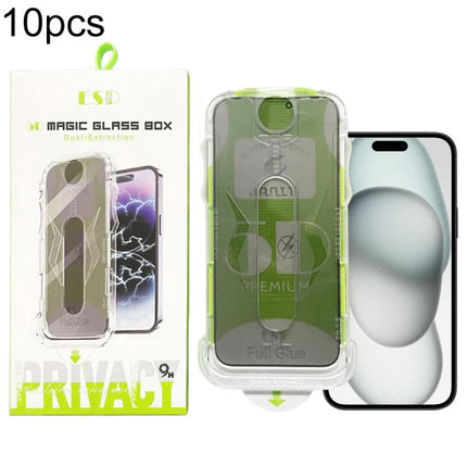 10pcs 5D Curved Easy Install Dust-proof Box Privacy Tempered Glass Film, For iPhone 17e / 16e / 14 / 13 Pro, For iPhone 17 Pro Max, For iPhone 17 Pro, For iPhone 17 / 16 Pro, For iPhone Air, For iPhone 16 Pro Max, For iPhone 16 Plus / 15 Plus          ...