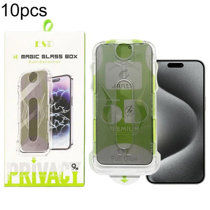 10pcs 5D Curved Easy Install Dust-proof Box Privacy Tempered Glass Film, For iPhone 17e / 16e / 14 / 13 Pro, For iPhone 17 Pro Max, For iPhone 17 Pro, For iPhone 17 / 16 Pro, For iPhone Air, For iPhone 16 Pro Max, For iPhone 16 Plus / 15 Plus          ...