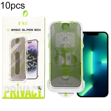 10pcs 5D Curved Easy Install Dust-proof Box Privacy Tempered Glass Film, For iPhone 17e / 16e / 14 / 13 Pro, For iPhone 17 Pro Max, For iPhone 17 Pro, For iPhone 17 / 16 Pro, For iPhone Air, For iPhone 16 Pro Max, For iPhone 16 Plus / 15 Plus          ...