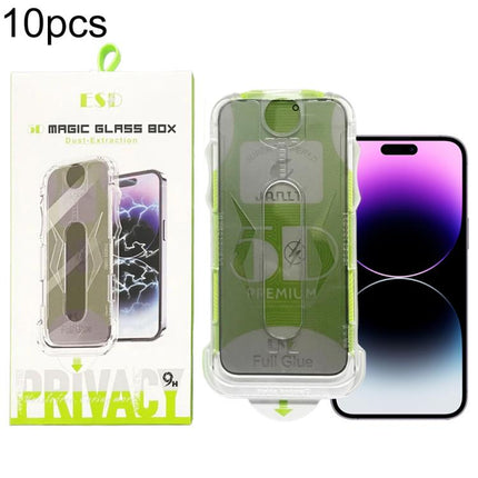 10pcs 5D Curved Easy Install Dust-proof Box Privacy Tempered Glass Film, For iPhone 17e / 16e / 14 / 13 Pro, For iPhone 17 Pro Max, For iPhone 17 Pro, For iPhone 17 / 16 Pro, For iPhone Air, For iPhone 16 Pro Max, For iPhone 16 Plus / 15 Plus          ...
