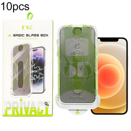 10pcs 5D Curved Easy Install Dust-proof Box Privacy Tempered Glass Film, For iPhone 17e / 16e / 14 / 13 Pro, For iPhone 17 Pro Max, For iPhone 17 Pro, For iPhone 17 / 16 Pro, For iPhone Air, For iPhone 16 Pro Max, For iPhone 16 Plus / 15 Plus          ...
