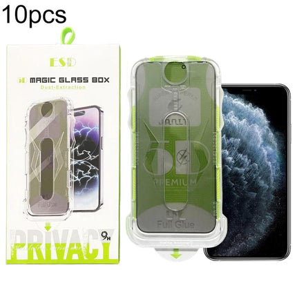 10pcs 5D Curved Easy Install Dust-proof Box Privacy Tempered Glass Film, For iPhone 17e / 16e / 14 / 13 Pro, For iPhone 17 Pro Max, For iPhone 17 Pro, For iPhone 17 / 16 Pro, For iPhone Air, For iPhone 16 Pro Max, For iPhone 16 Plus / 15 Plus          ...