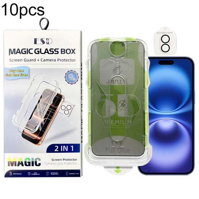 10pcs 5D Curved Easy Install Dust-proof Box Privacy Tempered Glass Film with Lens Film, For iPhone 17e / 16e, For iPhone 17 Pro Max, For iPhone 17 Pro, For iPhone 17, For iPhone Air, For iPhone 16 Pro Max, For iPhone 16 Pro, For iPhone 16 Plus         ...