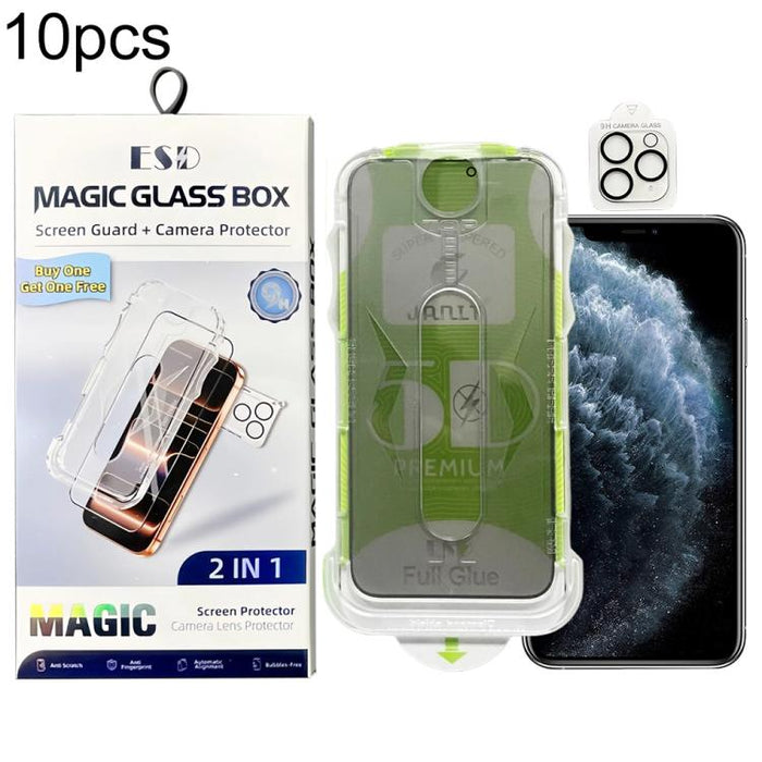 10pcs 5D Curved Easy Install Dust-proof Box Privacy Tempered Glass Film with Lens Film, For iPhone 11 Pro, For iPhone X / XS, For iPhone XR, For iPhone XS Max